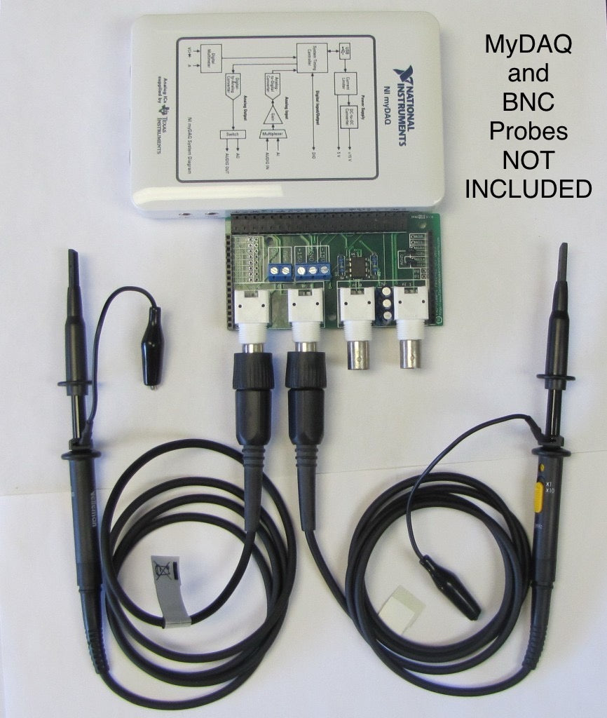 myDAQ BNC adapter for x10 oscilloscope probes with connectors for