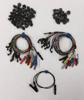 EEG sensor package: Disposable/Reusable Electrodes/Leads Package with 1.5 DIN Plug Assorted Colors Package, Choose Quantity & Length