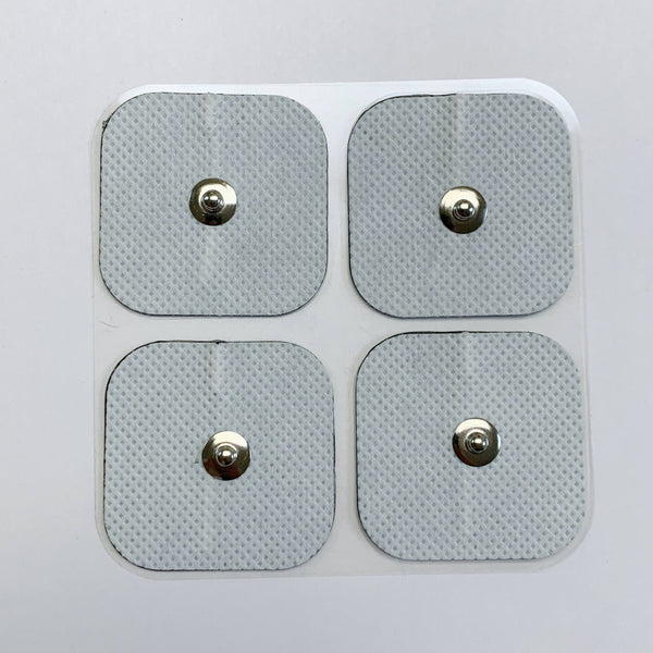 2in x 2in TENS replacement pads with larger snap connectors (4 pads)
