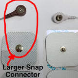 2in x 2in TENS replacement pads with larger snap connectors (4 pads)