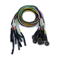 EEG Premium Solid Silver Cup AgCl Electrodes Package with 1.5 DIN Plug and Assorted Lead Colors, Choose Quantity & Length