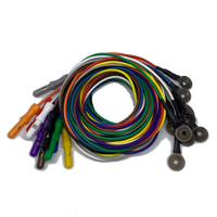 EEG Premium Solid Silver Cup AgCl Electrodes Package with 1.5 DIN Plug and Assorted Lead Colors, Choose Quantity & Length