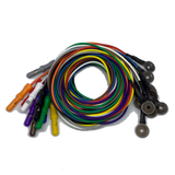 EEG Premium Solid Silver Cup AgCl Electrodes Package with 1.5 DIN Plug and Assorted Lead Colors, Choose Quantity & Length