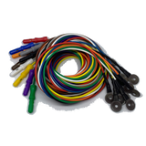 EEG Premium Solid Silver Cup AgCl Electrodes Package with 1.5 DIN Plug and Assorted Lead Colors, Choose Quantity & Length