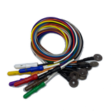 EEG Premium Solid Silver Cup AgCl Electrodes Package with 1.5 DIN Plug and Assorted Lead Colors, Choose Quantity & Length