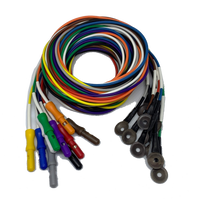 EEG Premium Solid Silver Cup AgCl Electrodes Package with 1.5 DIN Plug and Assorted Lead Colors, Choose Quantity & Length