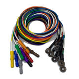 EEG Premium Solid Silver Cup AgCl Electrodes Package with 1.5 DIN Plug and Assorted Lead Colors, Choose Quantity & Length