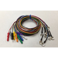 EEG Silver Cup Electrodes Package with 1.5 DIN Plug Assorted Colors Package, Choose Quantity & Length